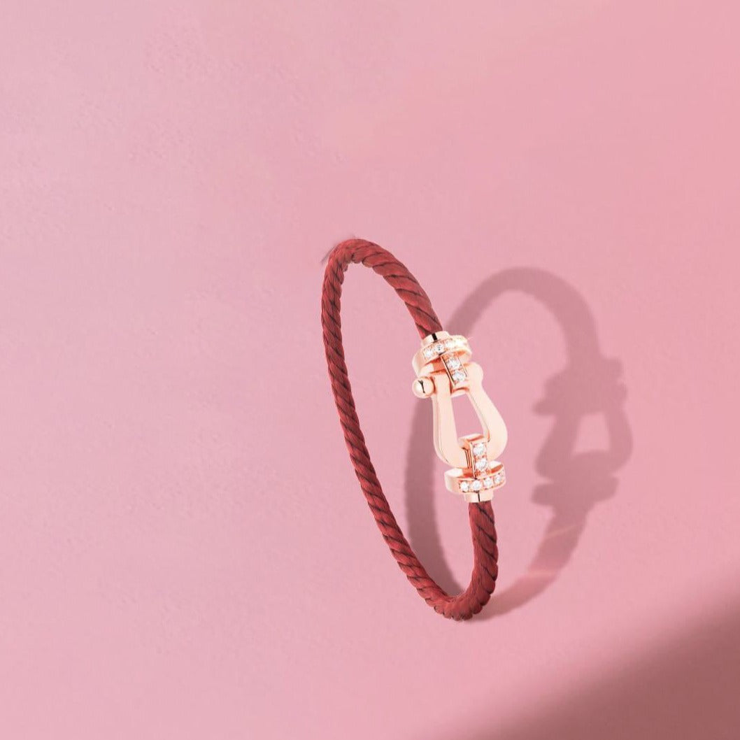 [Polaidi Jewelry]FORCE 10 HALF DIAMOND PINK GOLD RED CORDERI LARGE AND MEDIUM MODEL