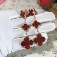 [Polaidi Jewelry ]CLOVER 3 MOTIF CARNELIAN DROP EARRINGS