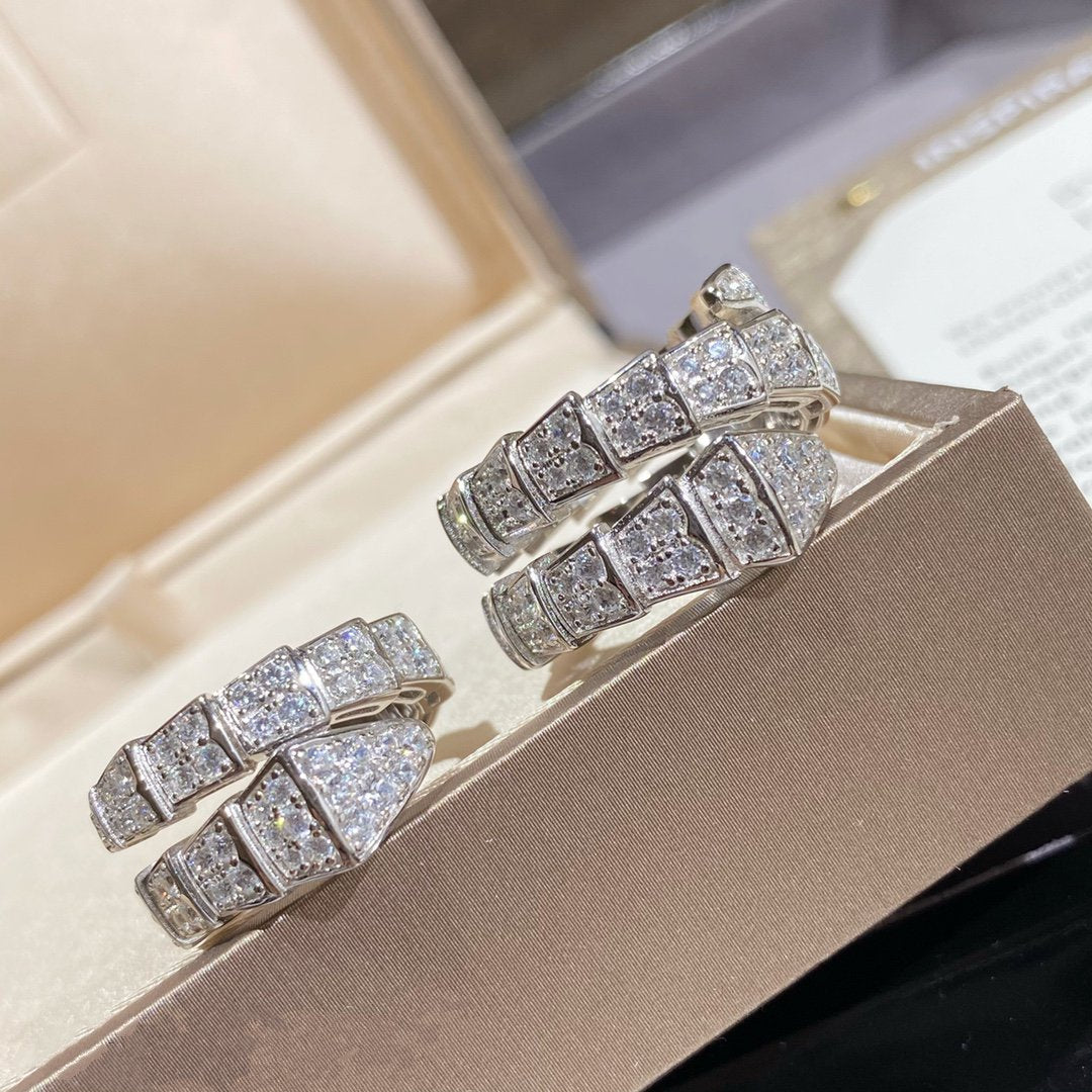 [Polaidi Jewelry]SERPENTI DOUBLE RING SILVER DIAMOND PAVED