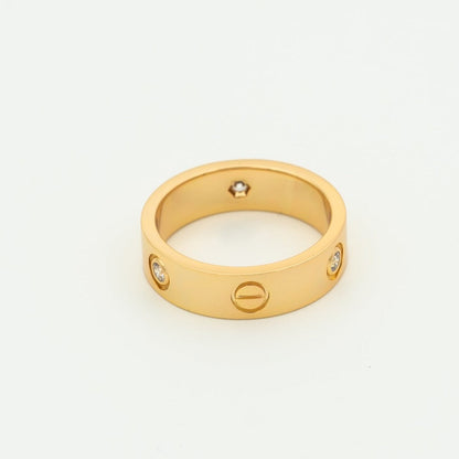 [：Polaidi Jewelry]LOVE RING 5.5MM 3 DIAMONDS PINK GOLD
