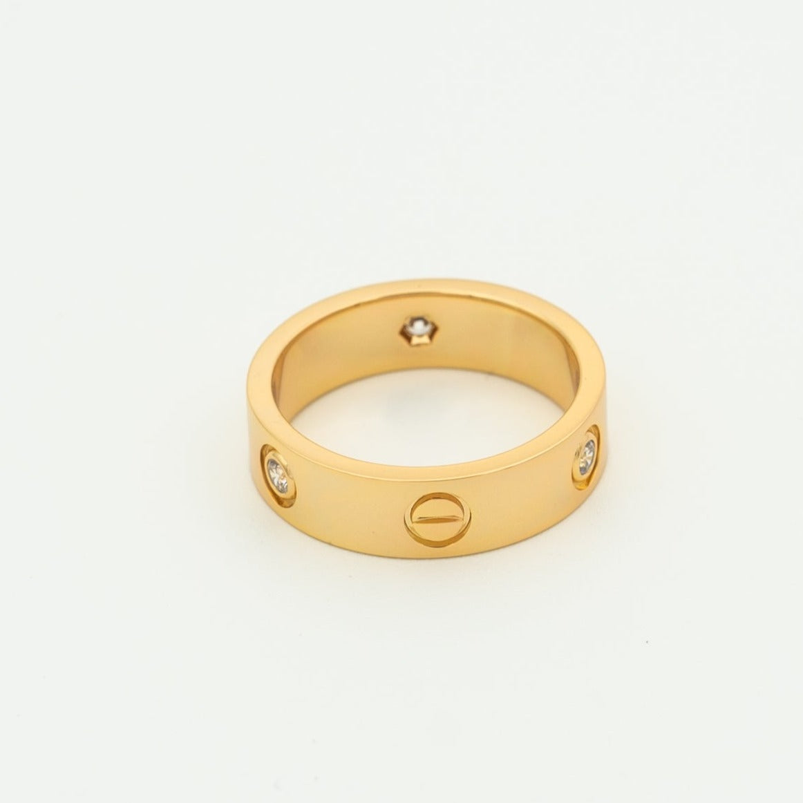 [Polaidi Jewelry]LOVE RING 5.5MM 3 DIAMONDS PINK GOLD