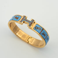 [Polaidi Jewelry ]H PINK GOLD BRACELET BLUE CERAMIC