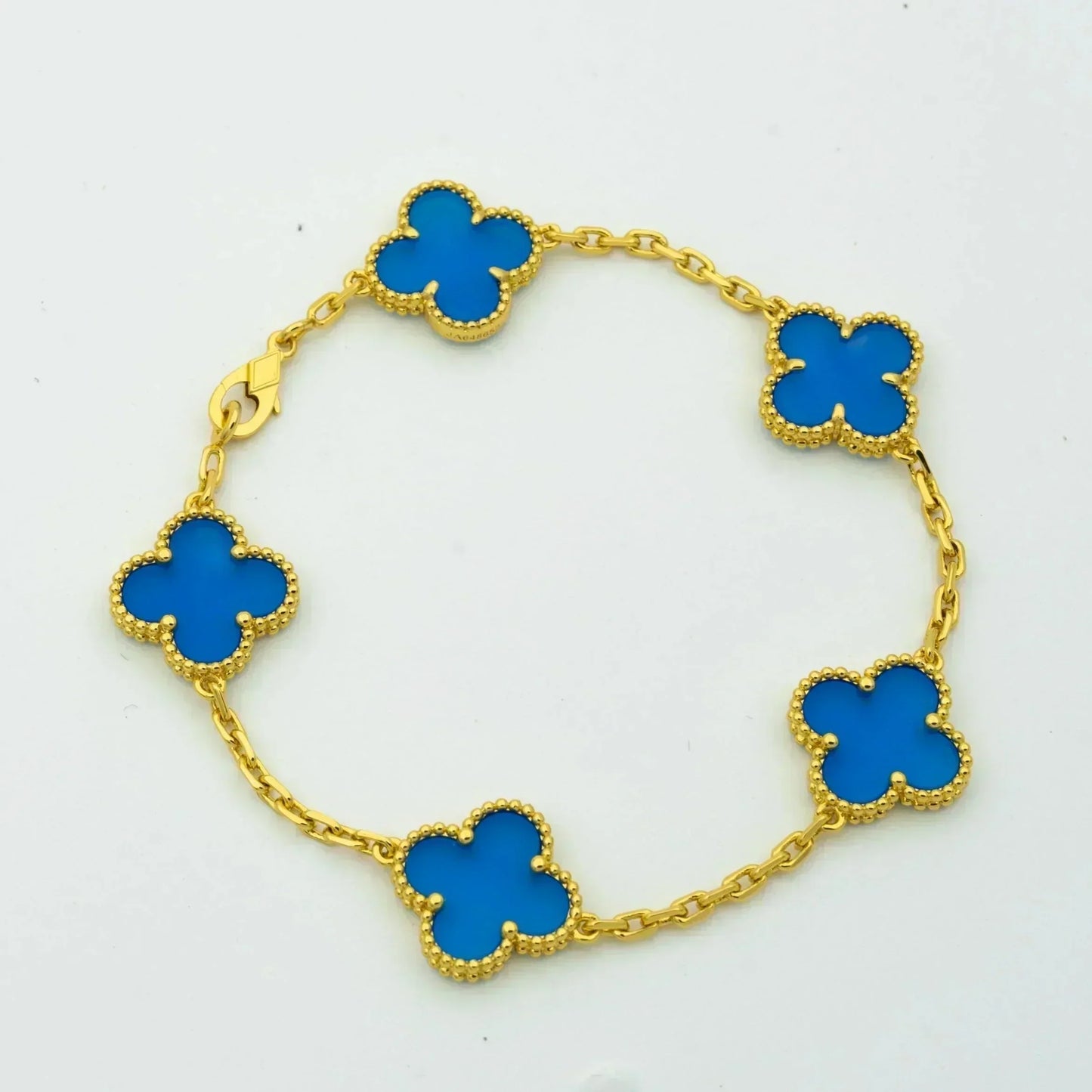 [：Polaidi Jewelry]CLOVER 5 MOTIFS BLUE AGATE BRACELET
