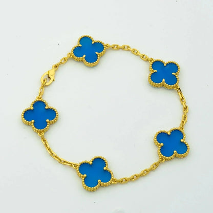 [：Polaidi Jewelry]CLOVER 5 MOTIFS BLUE AGATE BRACELET