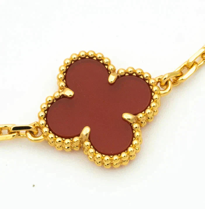 [Polaidi Jewelry] CLOVER 5 MOTIF RED CARNELIAN BRACELET COLLECTION