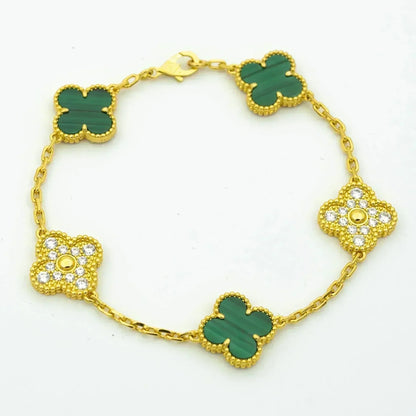 [Polaidi Jewelry] CLOVER 5 MOTIF MALACHITE BRACELET COLLECTION