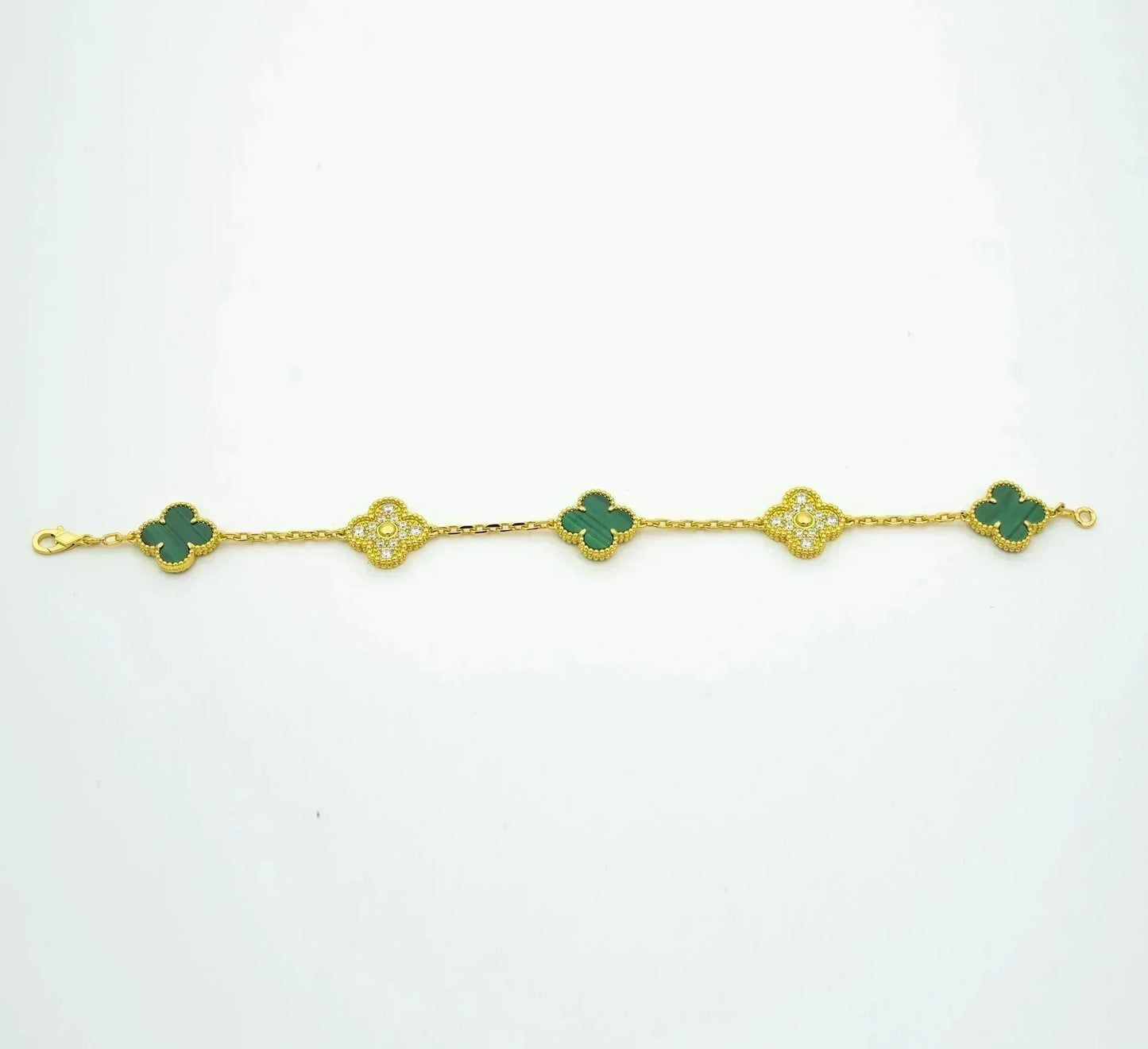 [Polaidi Jewelry] CLOVER 5 MOTIF MALACHITE BRACELET COLLECTION