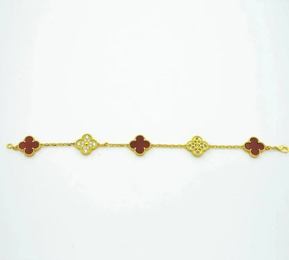 [Polaidi Jewelry] CLOVER 5 MOTIF RED CARNELIAN BRACELET COLLECTION