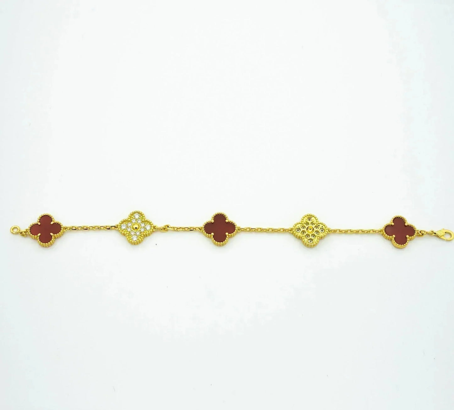 [：Polaidi Jewelry]CLOVER 5 MOTIFS CARNELIAN DIAMOND BRACELET