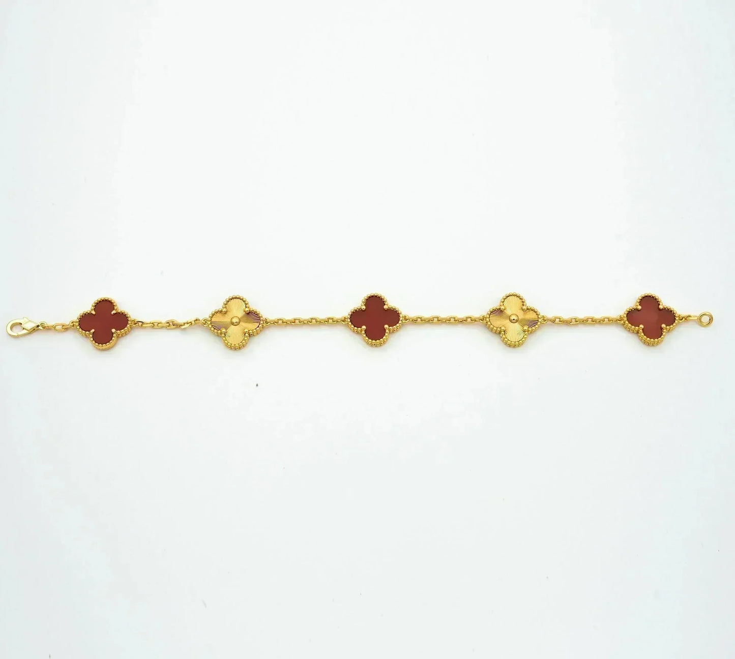 [：Polaidi Jewelry]CLOVER  5 MOTIFS CARNELIAN GOLD BRACELET