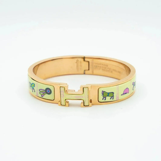 [Polaidi Jewelry]H PINK GOLD BRACELET CREAM CERAMIC