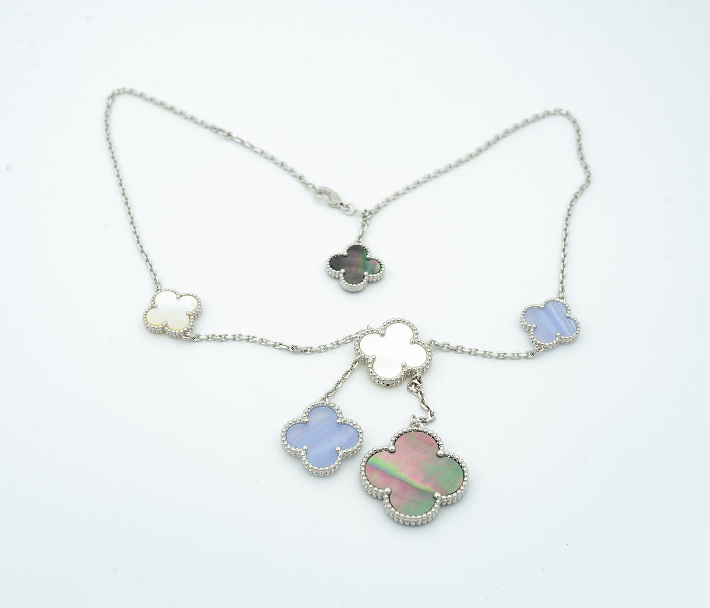 [Polaidi Jewelry]CLOVER MOP CHALCEDONY NECKLACE SILVER 6 MOTIF