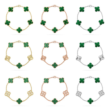 [Polaidi Jewelry] CLOVER 5 MOTIF MALACHITE BRACELET COLLECTION