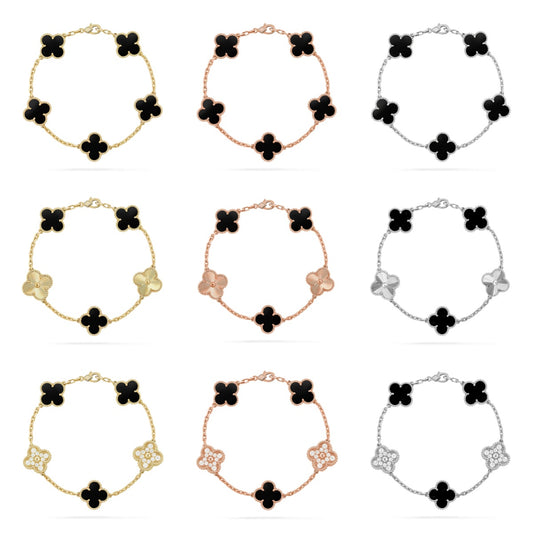 [Polaidi Jewelry] CLOVER 5 MOTIF ONYXS BRACELET COLLECTION