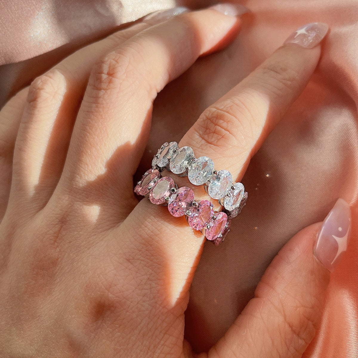 [Polaidi Jewelry]Dainty Elongated Cushion Cut Tennis Ring