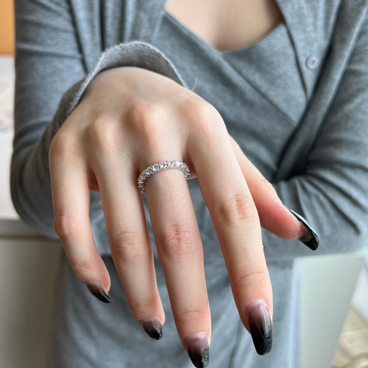 [Polaidi Jewelry]Sparkling Round Cut Tennis Ring