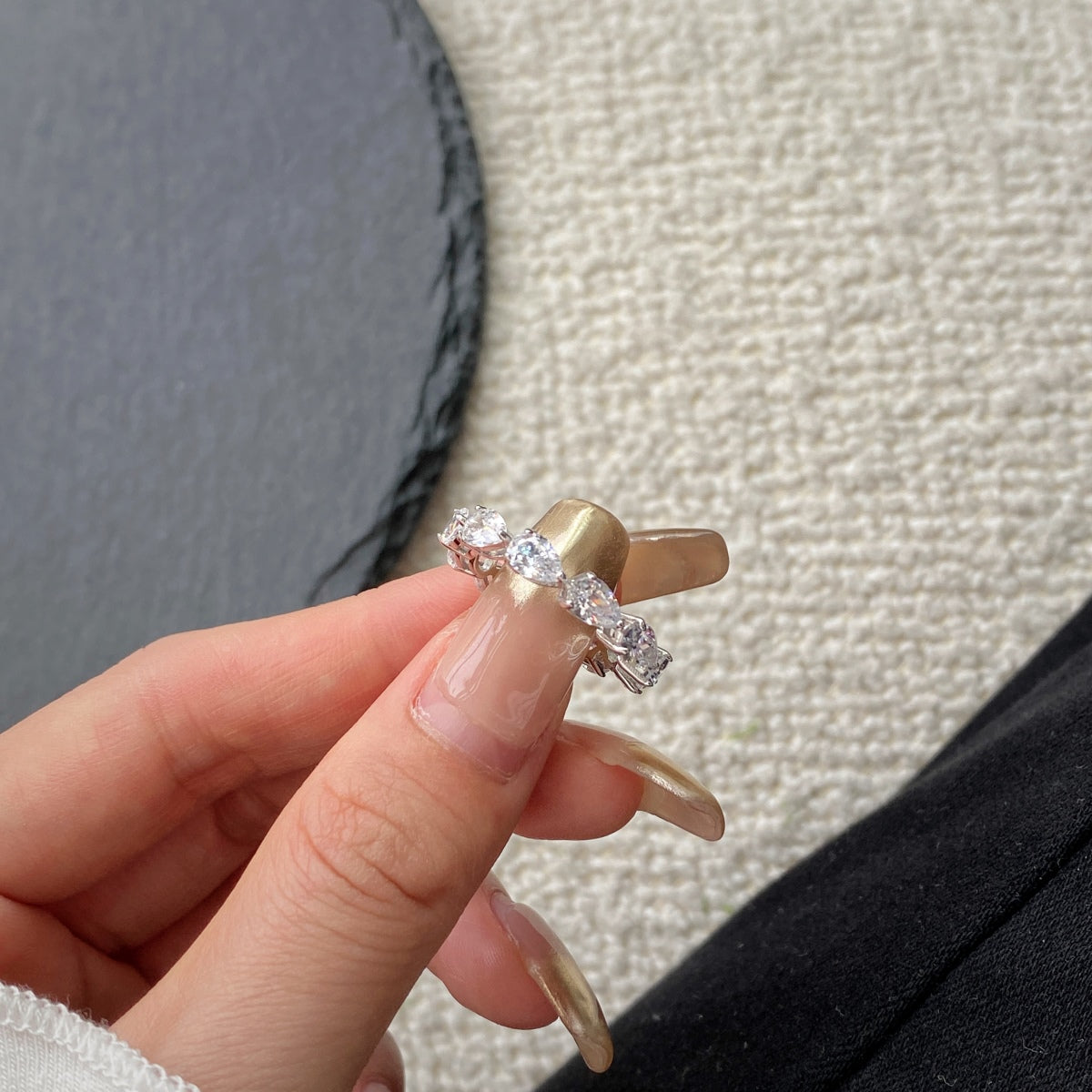 [Polaidi Jewelry]Exquisite Pear Cut Tennis Ring