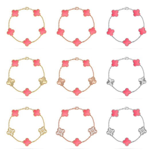 [Polaidi Jewelry] CLOVER 5 MOTIFS  PINK MOP BRACELET COLLECTION