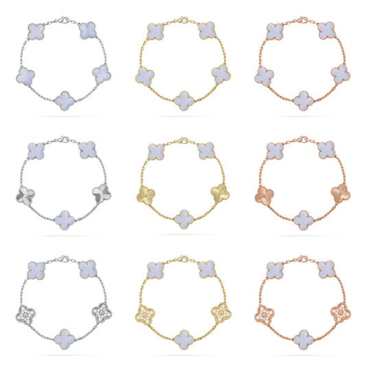 [Polaidi Jewelry] クローバー5モチーフ パープルカルセドニーブレスレットコレクション