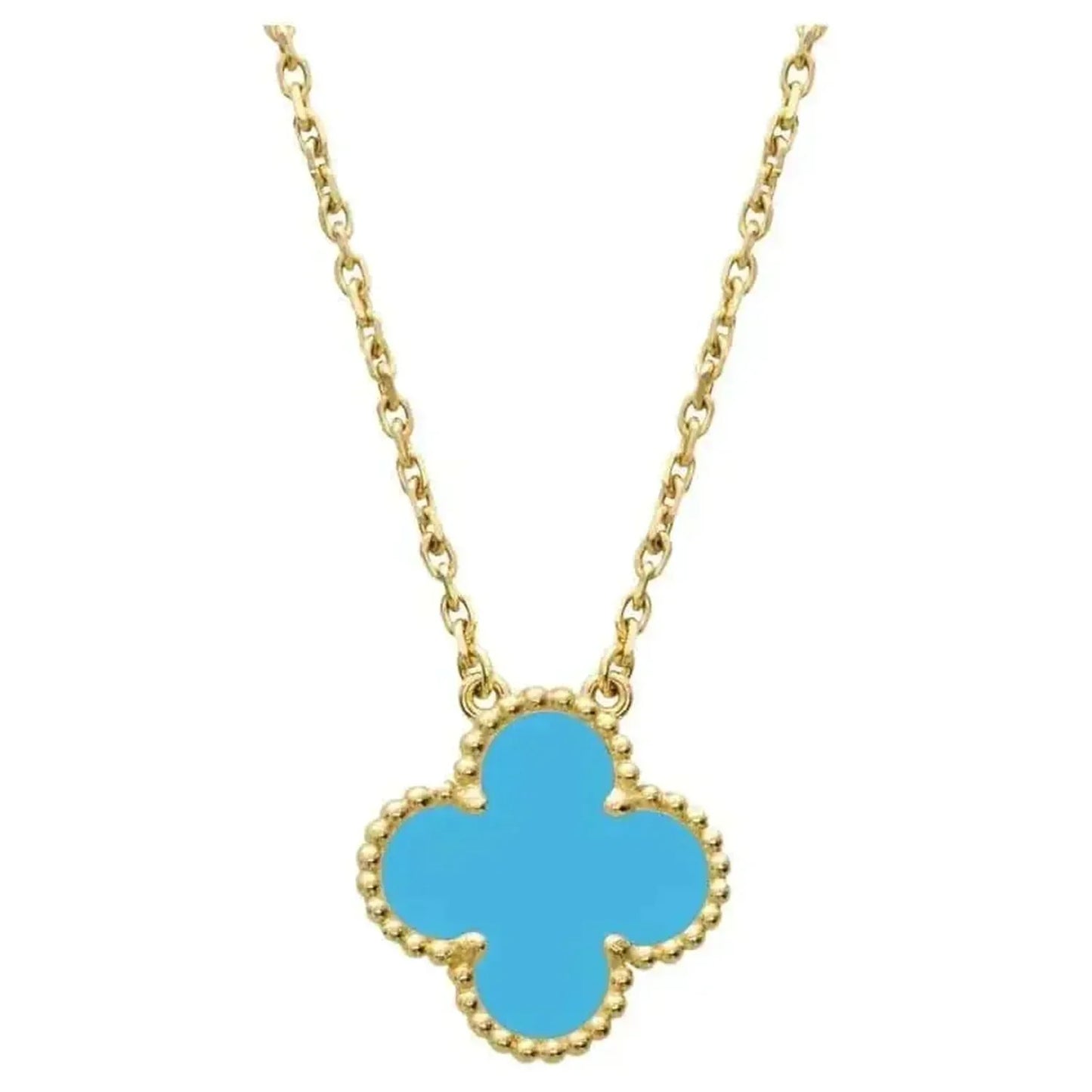 [：Polaidi Jewelry]CLOVER 15MM VINTAGE TURQUOISE NECKLACE