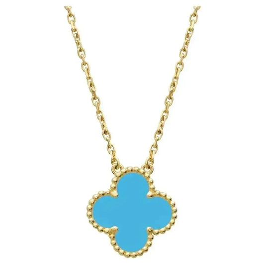 [：Polaidi Jewelry]CLOVER 15MM VINTAGE TURQUOISE NECKLACE