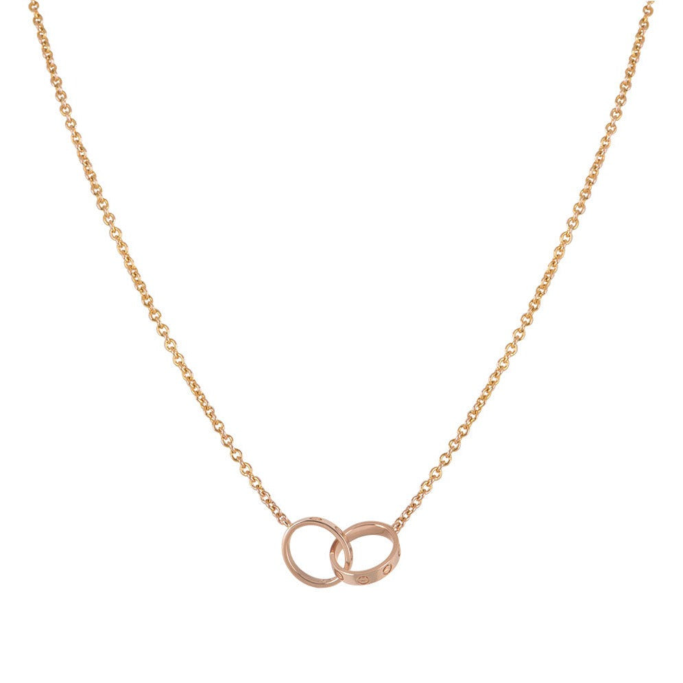 [：Polaidi Jewelry]LOVE NECKLACE DOUBLE RING PINK GOLD