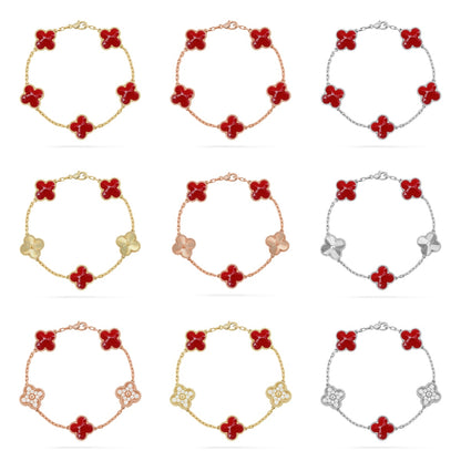 [Polaidi Jewelry] CLOVER 5 MOTIF RED CARNELIAN BRACELET COLLECTION