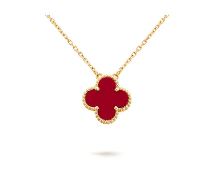 [Polaidi Jewelry]CLOVER 15MM CARNELIAN SINGLE FLOWER NECKLACE