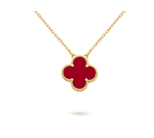 [Polaidi Jewelry]CLOVER 15MM CARNELIAN SINGLE FLOWER NECKLACE