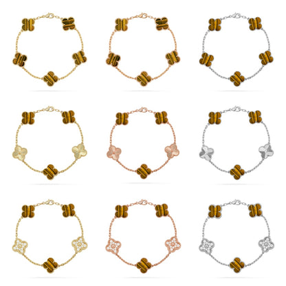 [Polaidi Jewelry] CLOVER 5 MOTIFS TIGER EYE BRACELET COLLECTION