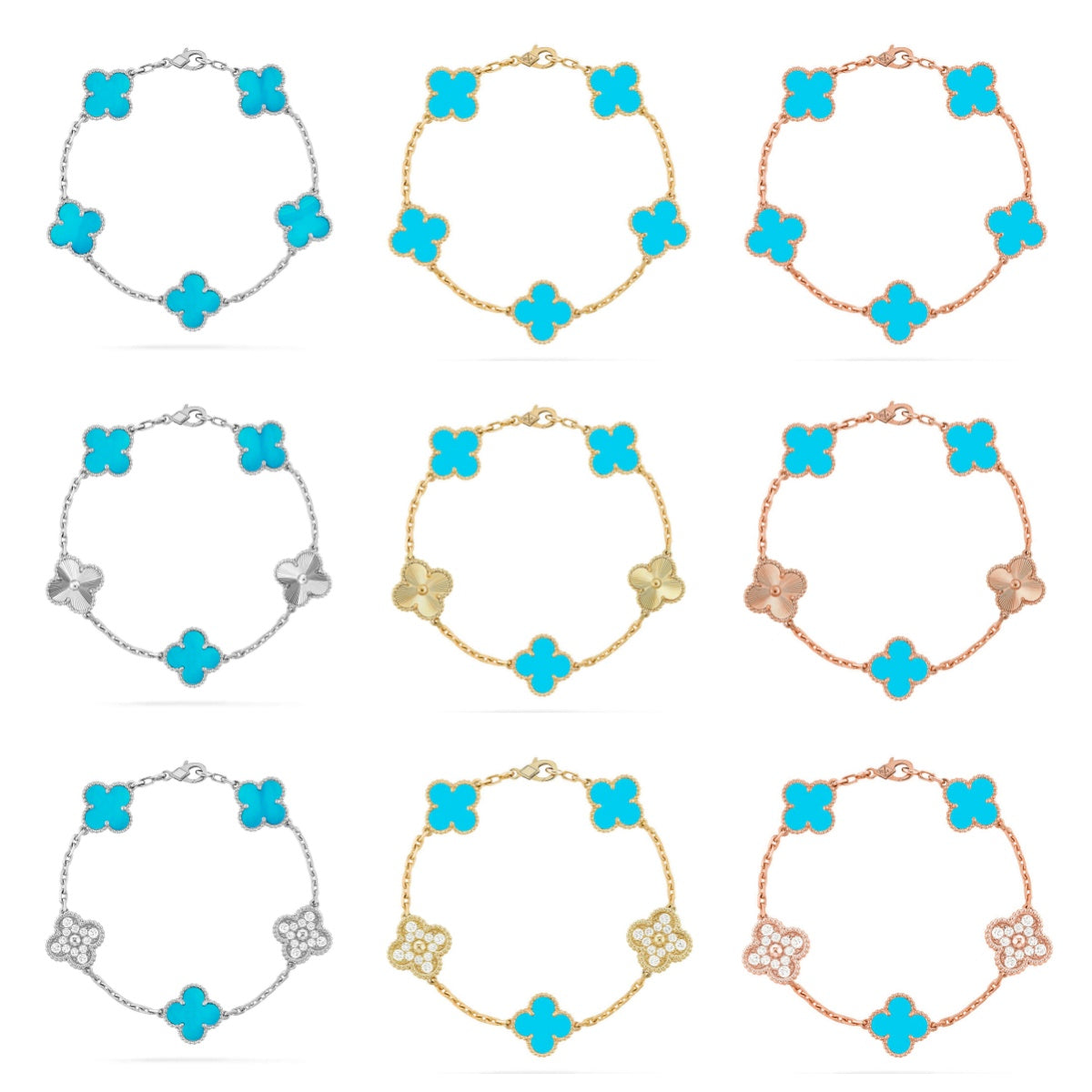 [Polaidi Jewelry] CLOVER 5 MOTIF TURQUOISE BRACELET COLLECTION