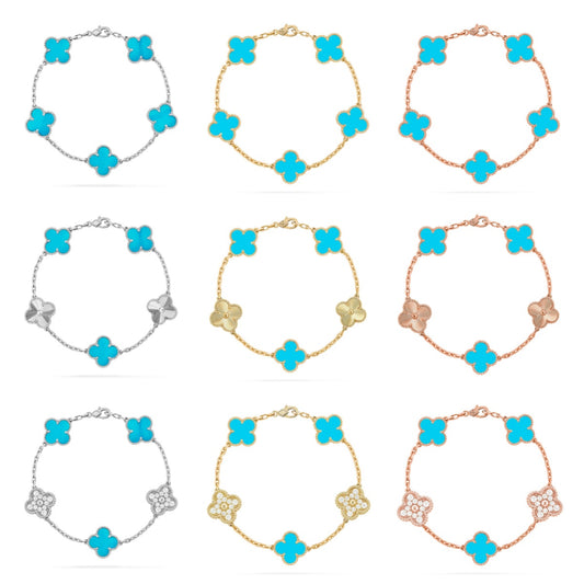 [Polaidi Jewelry] CLOVER 5 MOTIF TURQUOISE BRACELET COLLECTION