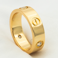 [Polaidi Jewelry ]LOVE RING 5.5MM 3 DIAMONDS PINK GOLD
