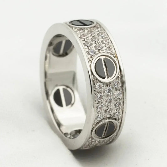 [Polaidi Jewelry]LOVE RING 5.5MM DIAMONDS PAVED CERAMIC
