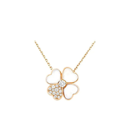 [：Polaidi Jewelry]CLOVER MOP DIAMOND ROSE GOLD NECKLACE