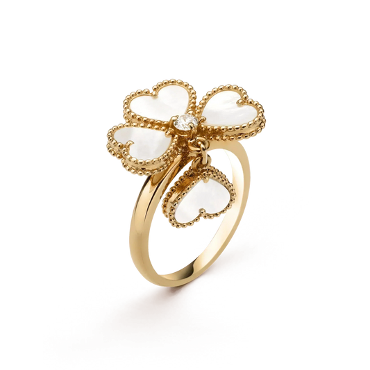 [：Polaidi Jewelry]SWEET CLOVER WHITE MOP RING
