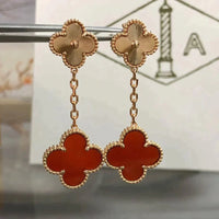 [Polaidi Jewelry ]CLOVER 2 MOTIF  LASER CARNELIAN EARRINGS