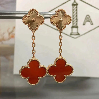 [Polaidi Jewelry]CLOVER 2 MOTIF  LASER CARNELIAN EARRINGS