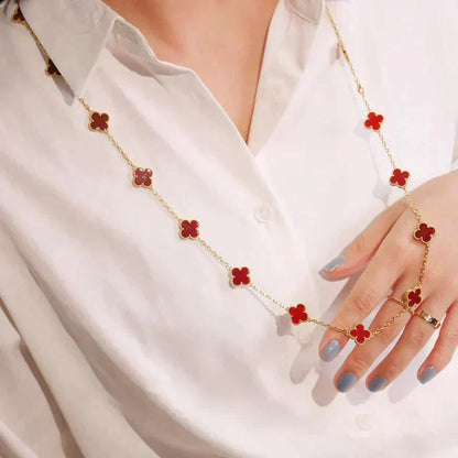 [Polaidi Jewelry]CLOVER 20 MOTIFS CARNELIAN NECKLACE