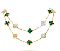 [Polaidi Jewelry ]CLOVER 20 MOTIFS MALACHITE DIAMOND NECKLACE