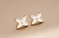 [Polaidi Jewelry ]JEUX DE WHITE MOP ROSE GOLD DIAMOND EARRINGS