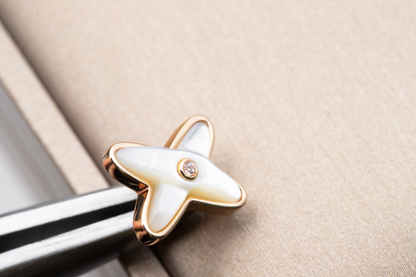 [Polaidi Jewelry]JEUX DE WHITE MOP ROSE GOLD DIAMOND EARRINGS
