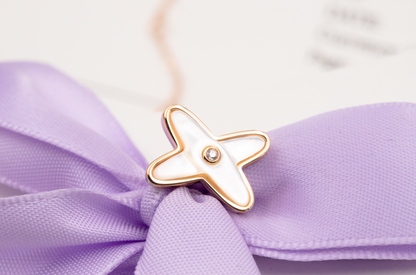 [：Polaidi Jewelry]JEUX DE WHITE MOP ROSE GOLD DIAMOND EARRINGS