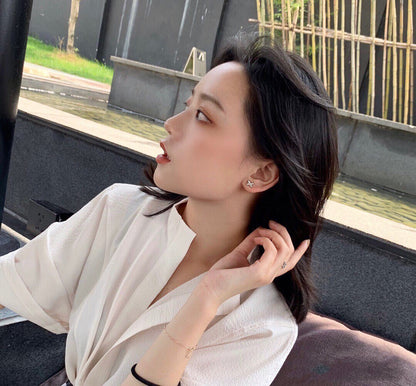 [：Polaidi Jewelry]JEUX DE WHITE MOP ROSE GOLD DIAMOND EARRINGS