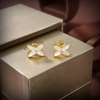 [Polaidi Jewelry ]JEUX DE WHITE MOP GOLD DIAMOND EARRINGS