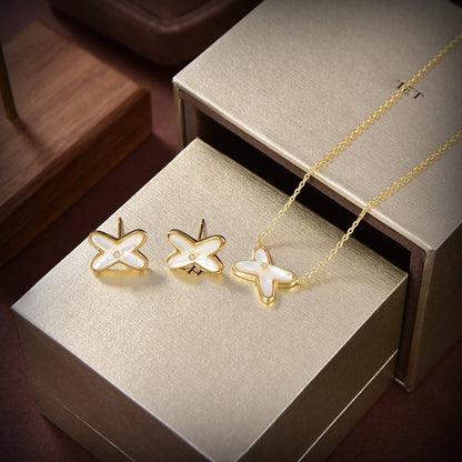 [Polaidi Jewelry]JEUX DE WHITE MOP GOLD DIAMOND EARRINGS