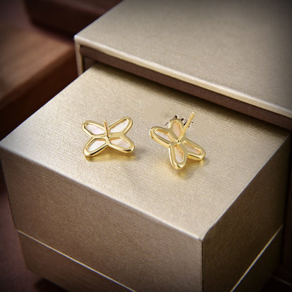 [：Polaidi Jewelry]JEUX DE WHITE MOP GOLD DIAMOND EARRINGS