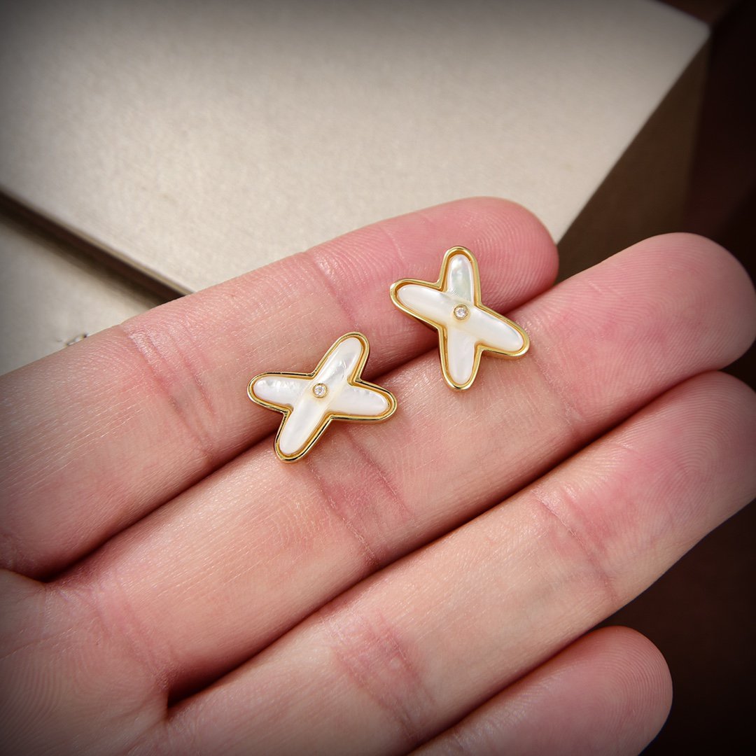 [：Polaidi Jewelry]JEUX DE WHITE MOP GOLD DIAMOND EARRINGS