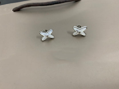 [Polaidi Jewelry]JEUX DE WHITE MOP SILVER DIAMOND EARRINGS
