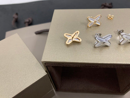 [：Polaidi Jewelry]JEUX DE WHITE MOP SILVER DIAMOND EARRINGS